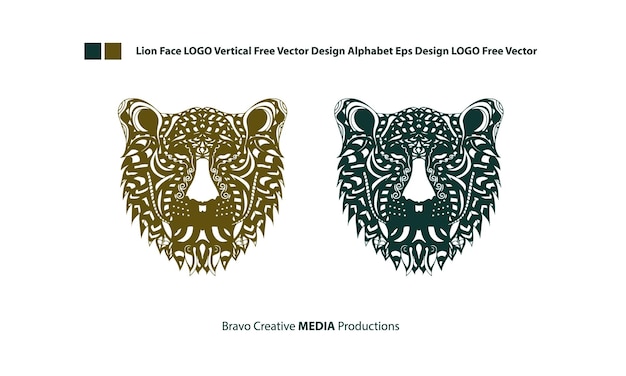 Lion Face LOGO Vertical Free Vector Design Alphabet Eps Design LOGO Free VectorBravo Creative MEDIA Productions