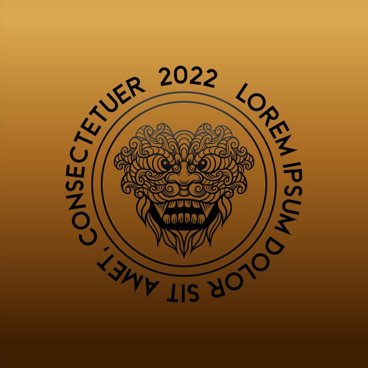 Vector lion fantasy emblem logo gradiente lujo