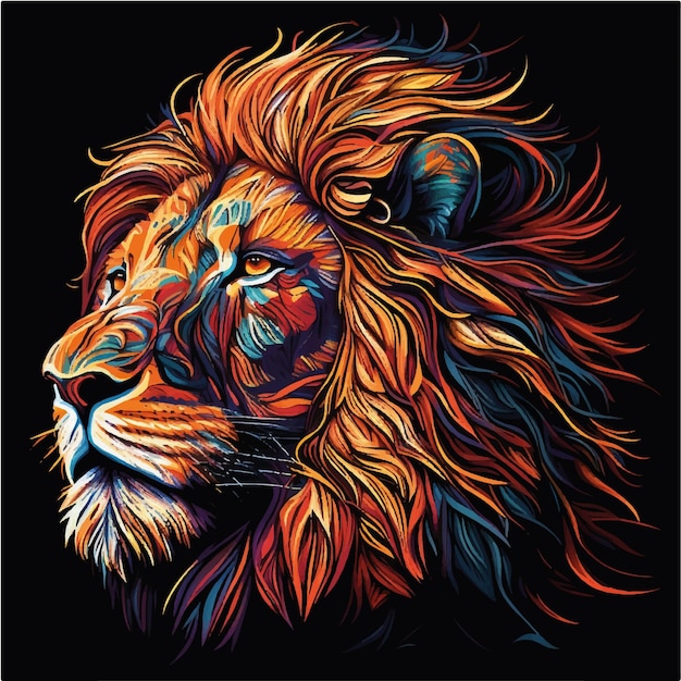 Lion_head_face_vector_cartoon_vivid_colours_detailed