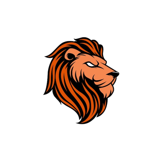 Lion Head Mascot Logo Emblem Flat