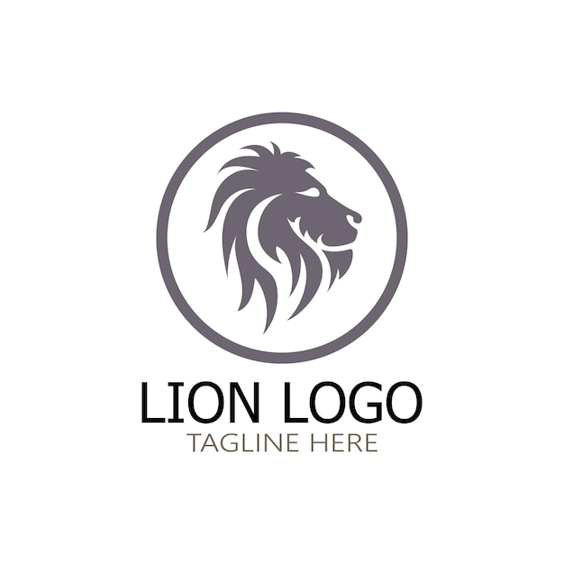 Lion King logo vector ilustración designgold león rey cabeza signo concepto aislado fondo negro