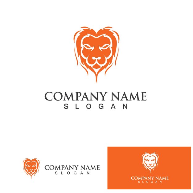 Lion King logo vector ilustración designgold león rey cabeza signo concepto aislado fondo negro
