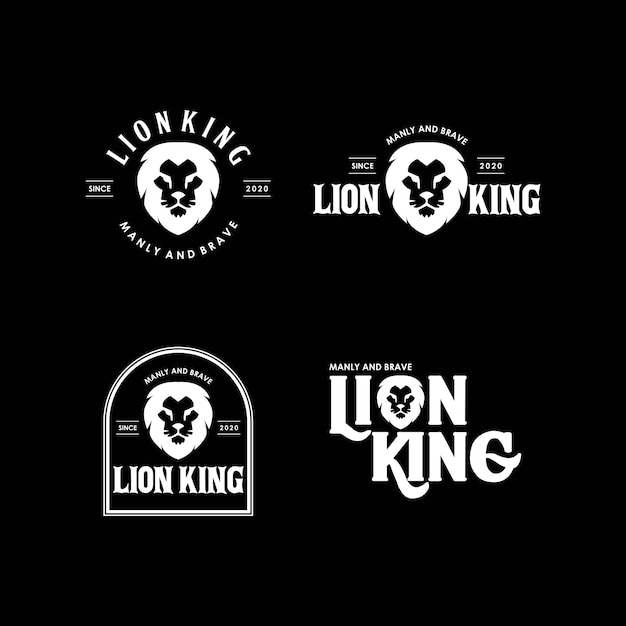 Lion king set stock de plantilla premium de diseño de logotipo