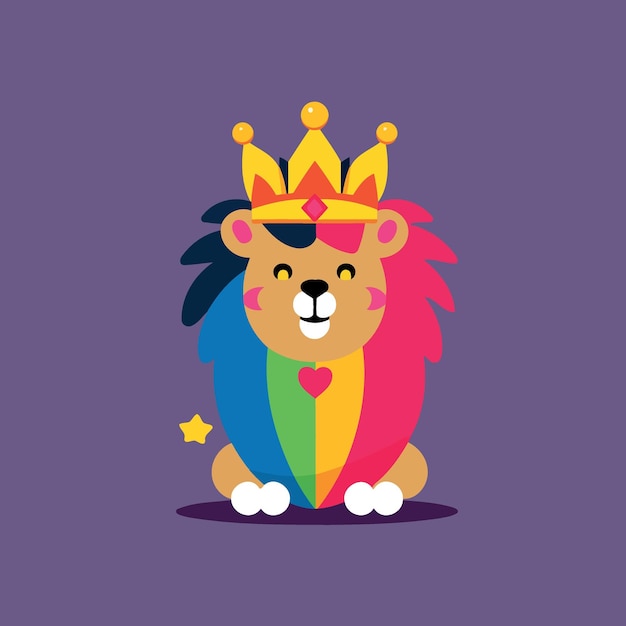 Vector lion lgbt orgullo día y mes con arcoiris