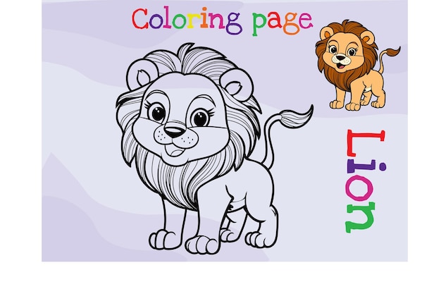 Lion lindo activar para niños y adultos página de colorear