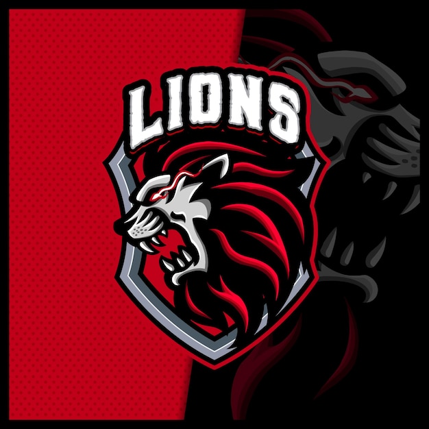 Lion mascot esport logo design ilustraciones vector plantilla, logo de tigre para el juego de equipo streamer youtuber banner twitch discord, estilo de dibujos animados a todo color