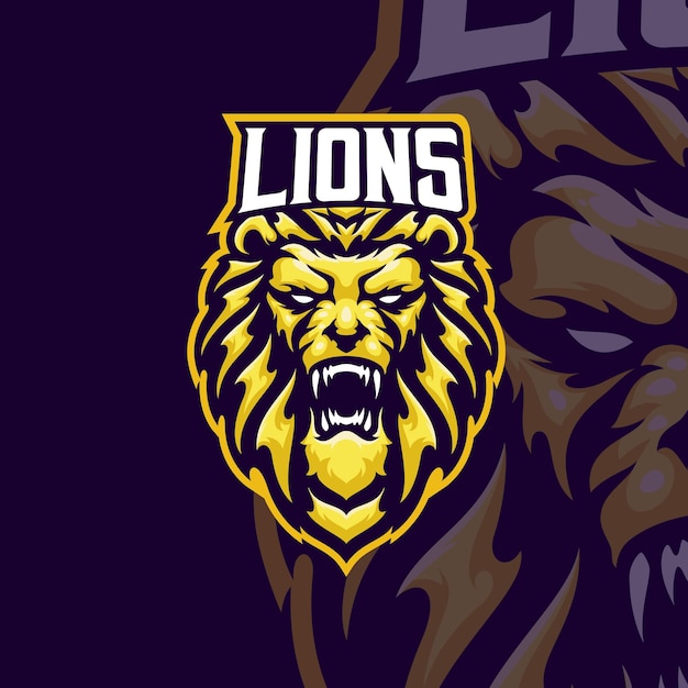 Lion masscot logo esport vector premium