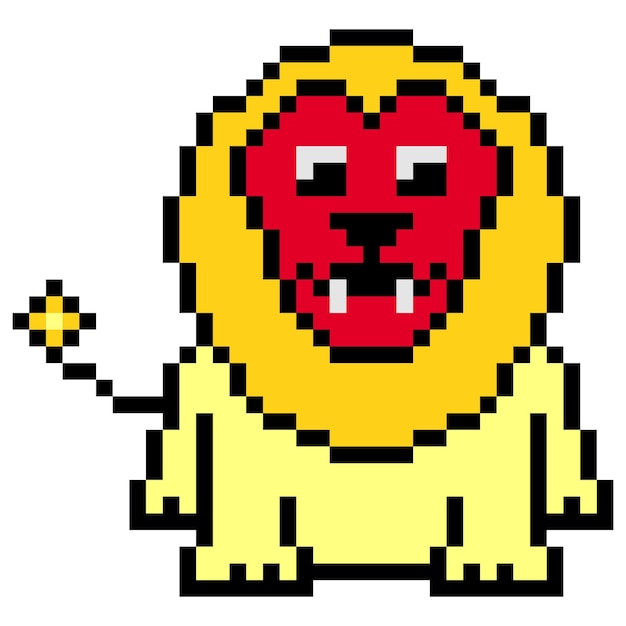 Lion Pixel Art aislado sobre fondo blanco Ilustración vectorial