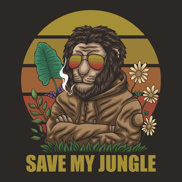 Lion save my jungle retro