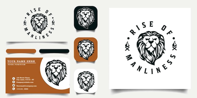 Vector lionhead_logo_template_and_business_card