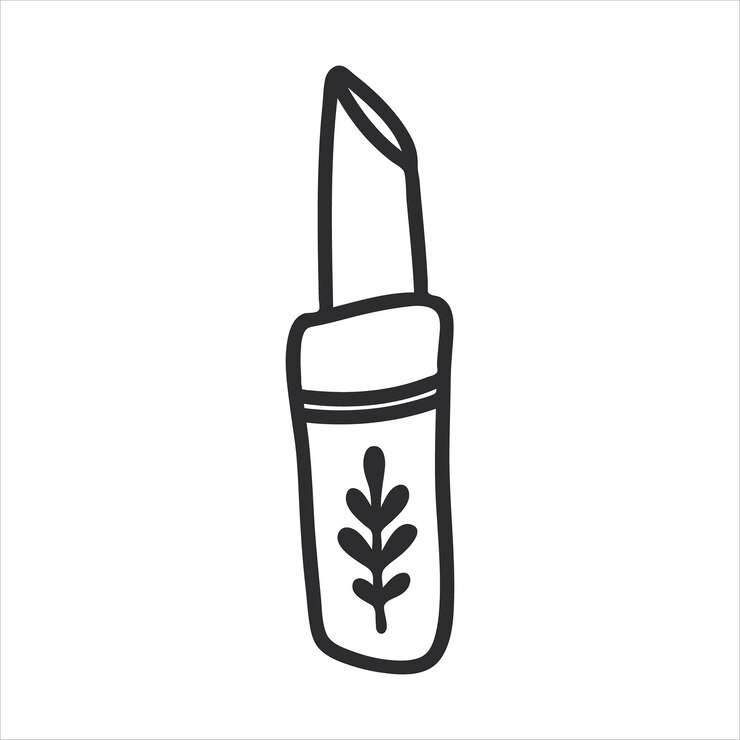 Vector lipstick con contorno dibujado a mano icono de garabateo accesorio de maquillaje femenino sketch vectorial de lápiz labial