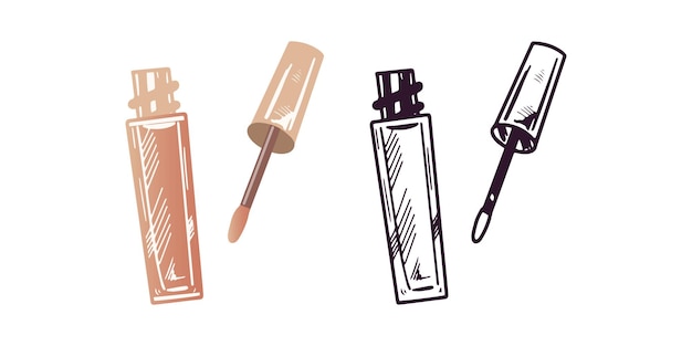 Lipstick líquido o sombra de ojos líquida elemento cosmético de belleza