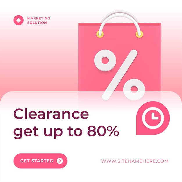 Liquidación de compras en línea venta de temporada descuento promoción publicación en redes sociales vector de icono 3d realista
