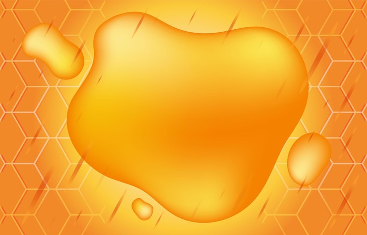 Vector líquido amarillo con fondo geométrico de panal