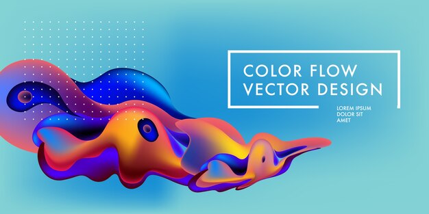 Vector líquido y flujo plantilla de diseño de banner colorido abstracto