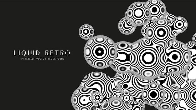 Líquido retro 3d zebra metaball, con estructura orgánica. vector abstracto fondo blanco y negro. formas futuristas fluidas.