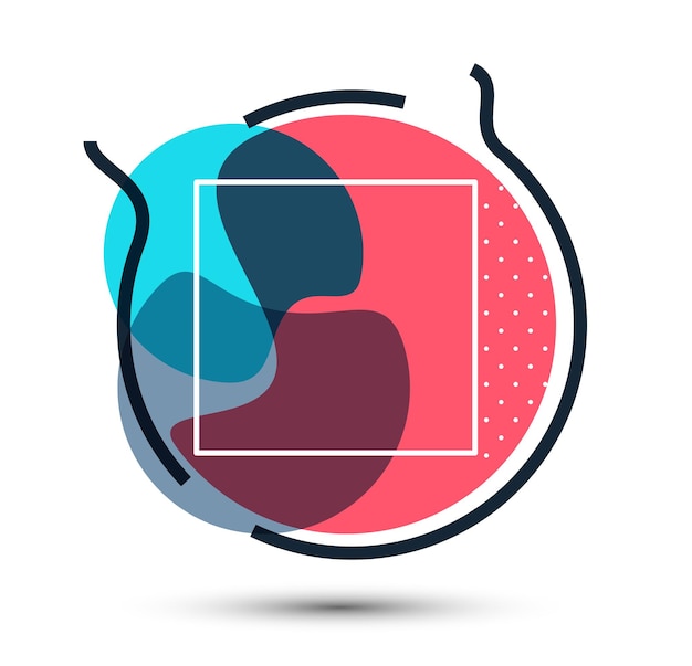 Líquidos de pintura de tinta colorida ilustración vectorial aislada en blanco, diseño de composición de diseño de estilo moderno para banner web, círculo geométrico de fondo abstracto.