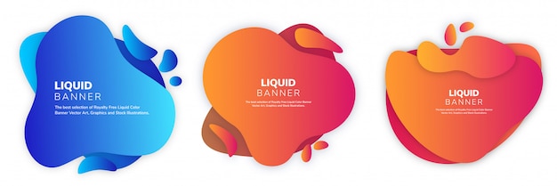 Vector liquify fluid color banner set