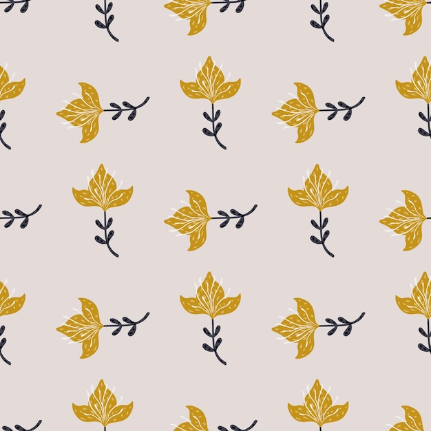 Lirio abstracto de patrones sin fisuras. Fondo de flores dibujadas a mano.