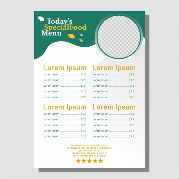 lista de comidas con diseño moderno