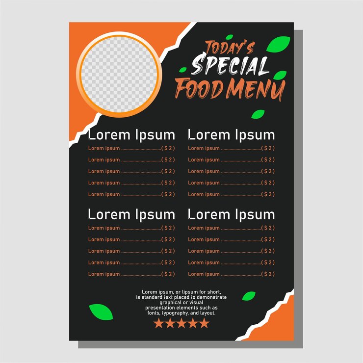 Vector lista de comidas con diseño moderno