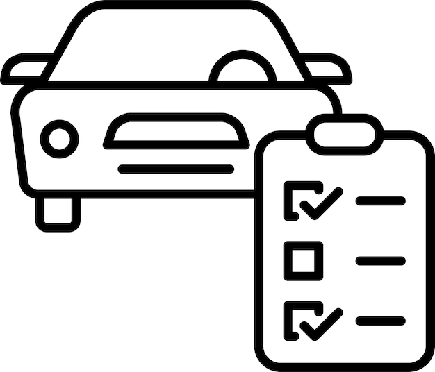 Lista de comprobación de automóviles Icono de ilustración del vector de contorno