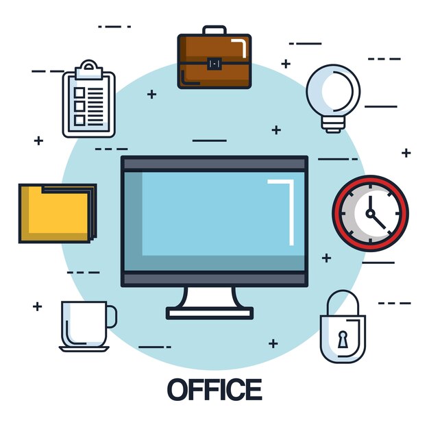 Lista de comprobación de la cartera de la carpeta del reloj del monitor de computadora de la oficina