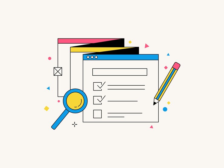 Vector lista de comprobación de diseño de ilustración vectorial dibujada a mano para ui ux