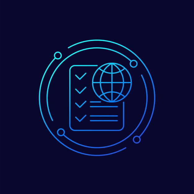 lista de comprobación con diseño lineal del icono del globo