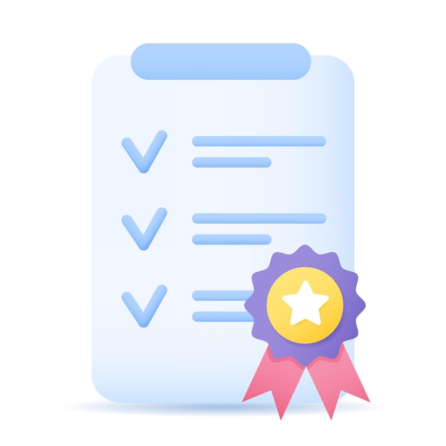 Lista de comprobación documento hecho marca de comprobación Ícono de la medalla ganadora Insignia de papel de clipboard premio por el trabajo