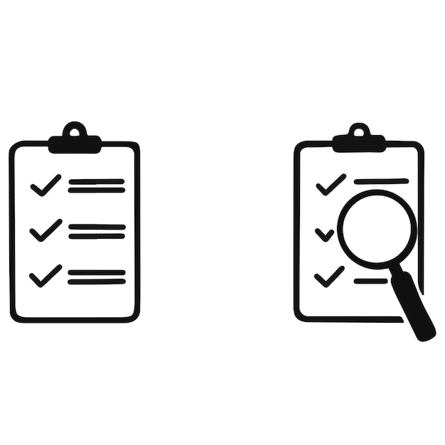 Lista de comprobación de ilustración vectorial documento ampliación icono diseño plano para negocios o web