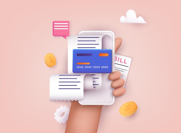 Lista de comprobación en la mano en un papel clipboard Completación exitosa de las tareas comerciales Ilustración vectorial web 3D