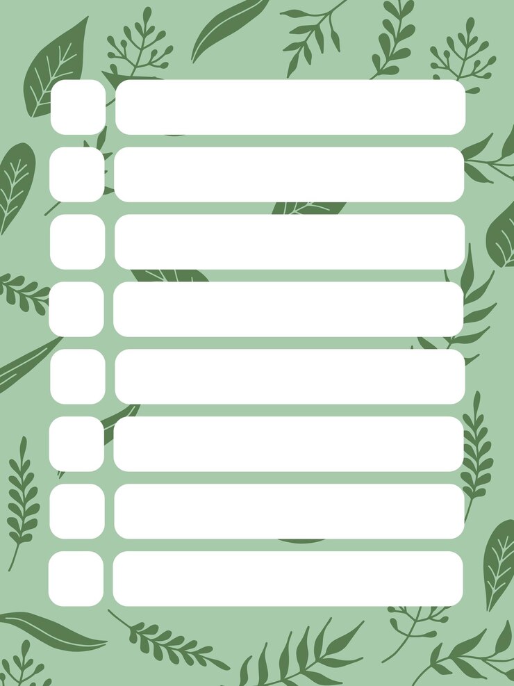 Vector lista de comprobación de plantillas decorada con ilustraciones florales de plantas