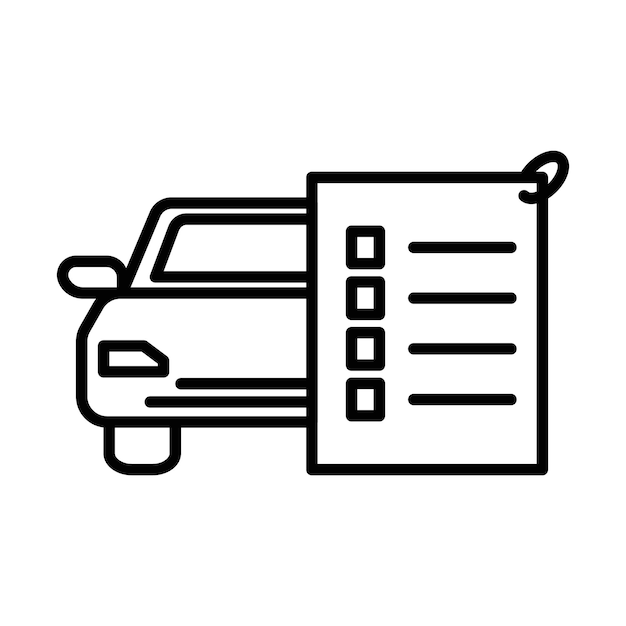 Lista de comprobación de reparación de automóviles icono contorno señal de conjunto