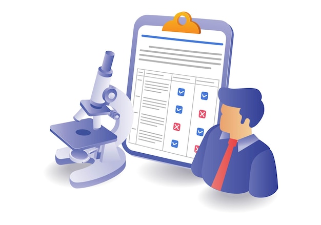 Vector lista de comprobación de los resultados de los experimentos de laboratorio