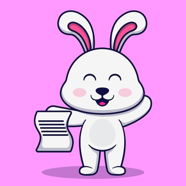 Lista de criadores de conejos bonitos Ilustración vectorial de dibujos animados en papel