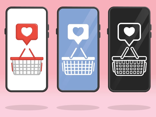 Lista de deseos de la canasta de compras para teléfonos inteligentes