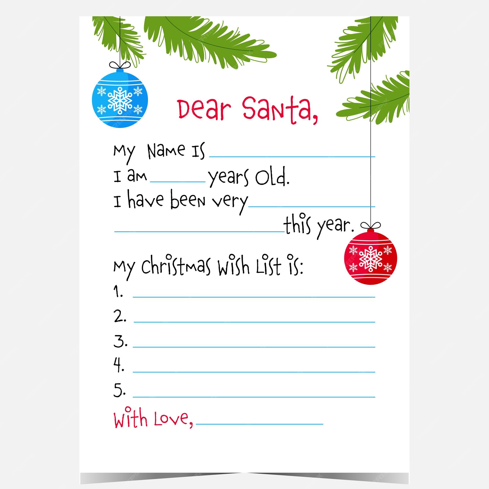 lista-de-deseos-de-navidad-para-enviar-a-pap-noel-vector-premium