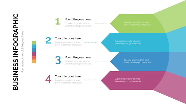 Lista de flecha infográfica de negocios con cuatro listas