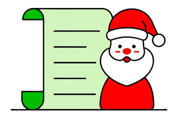 Lista de Navidad ilustración de arte de línea vectorial de clipart con aislado en fondo blanco