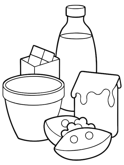 Lista de productos lácteos Páginas para colorear Diseños divertidos y educativos para los amantes de los productos lecheros
