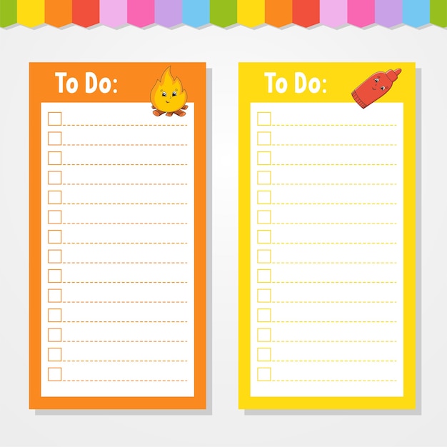 Lista de tareas para niños. plantilla vacía. la forma rectangular.
