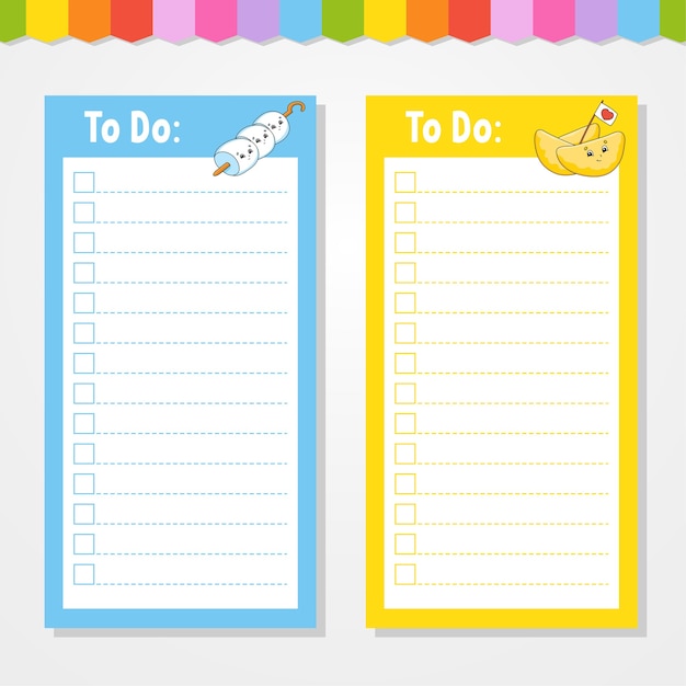 Lista de tareas para niños. plantilla vacía. la forma rectangular.