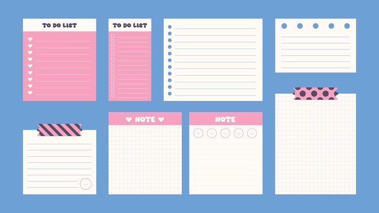 lista de tareas y nota con diseño plano
