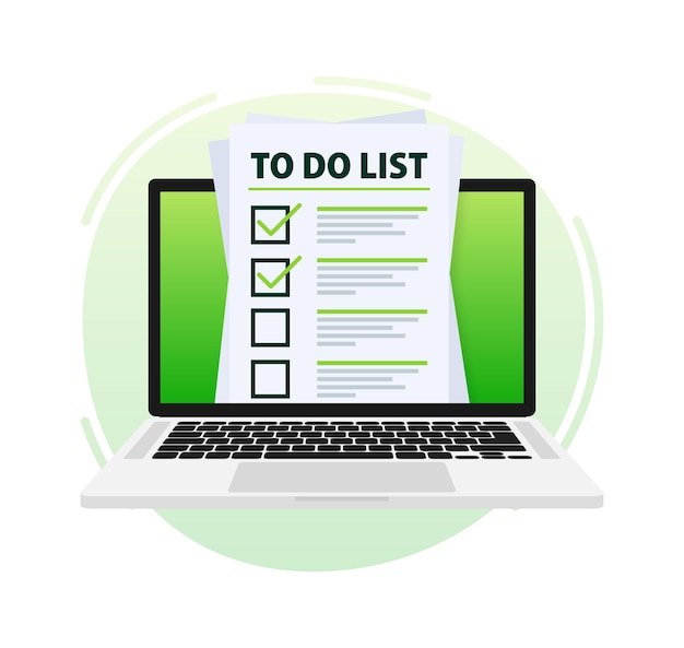 Lista de tareas del portapapeles Marca de verificación Planificación del trabajo o programación Ilustración vectorial