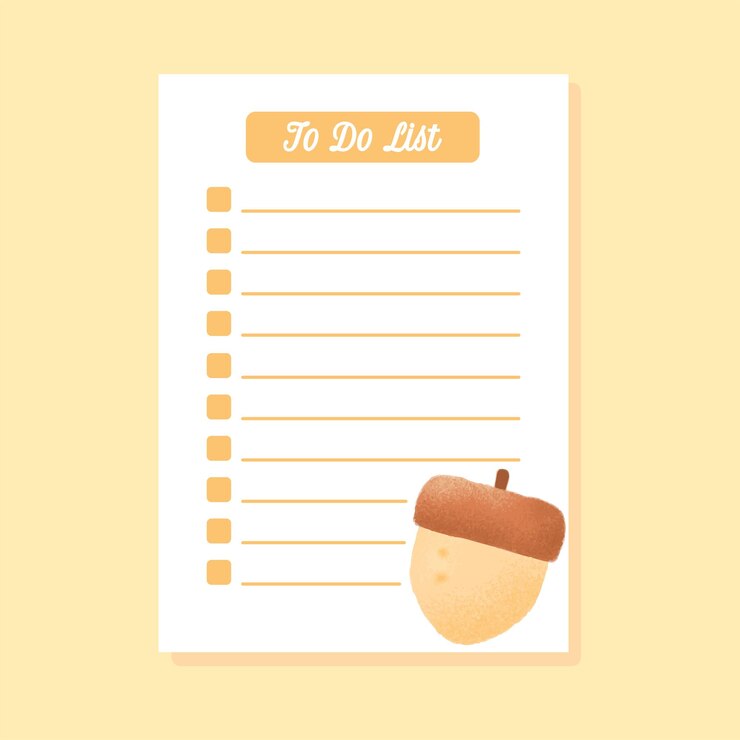 lista de tareas tamplate con linda avellana dibujada a mano