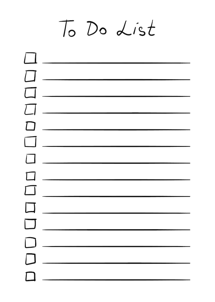 Vector lista de tareas del vector fondo dibujado a mano casillas de verificación de ilustración simple en blanco y negro