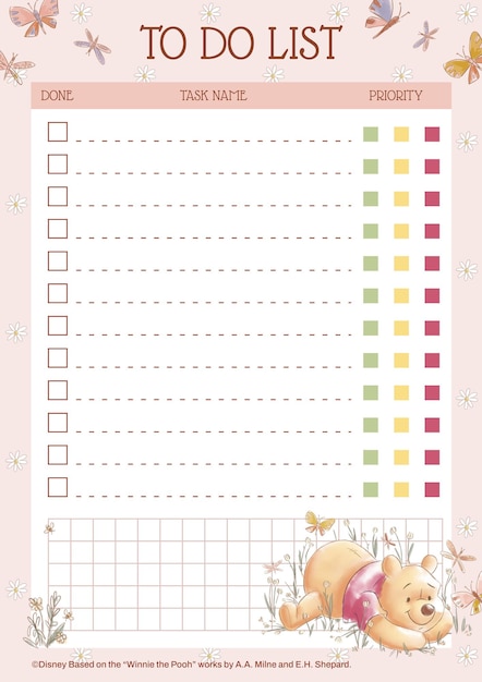 Lista de tareas de Winnie the Pooh