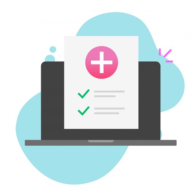 Lista de verificación de documentos de seguro médico de salud en línea en la computadora portátil