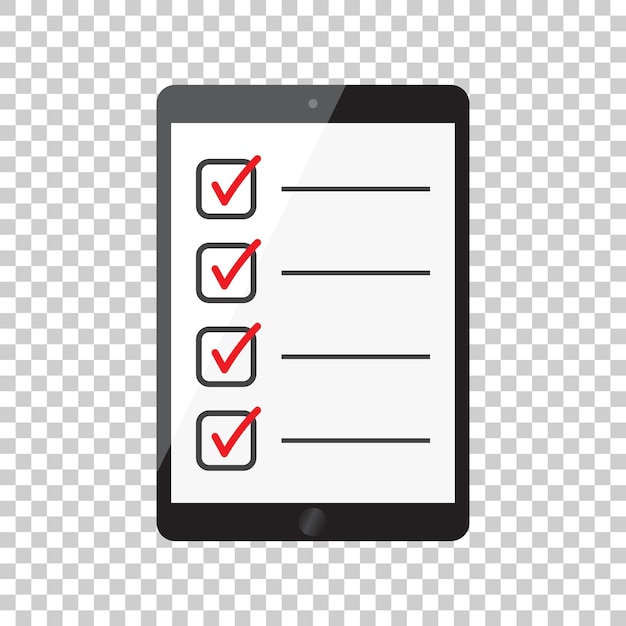 Lista de verificación de hombre de negocios con tableta Icono de lista de verificación ilustración de vector plano